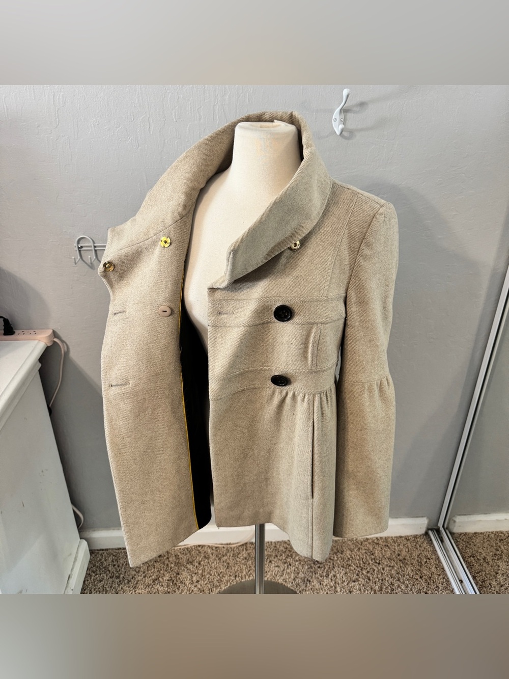 Loft Cream Peacoat with Funnel Collar - Picture 6 of 7